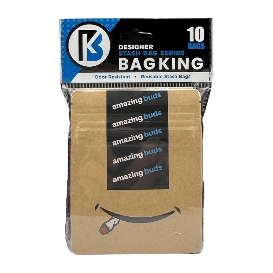 10-Pack Bag King Amazing Buds Shipping Wide Mouth Child-Resistant Mylar Bag | 1/8th ounce