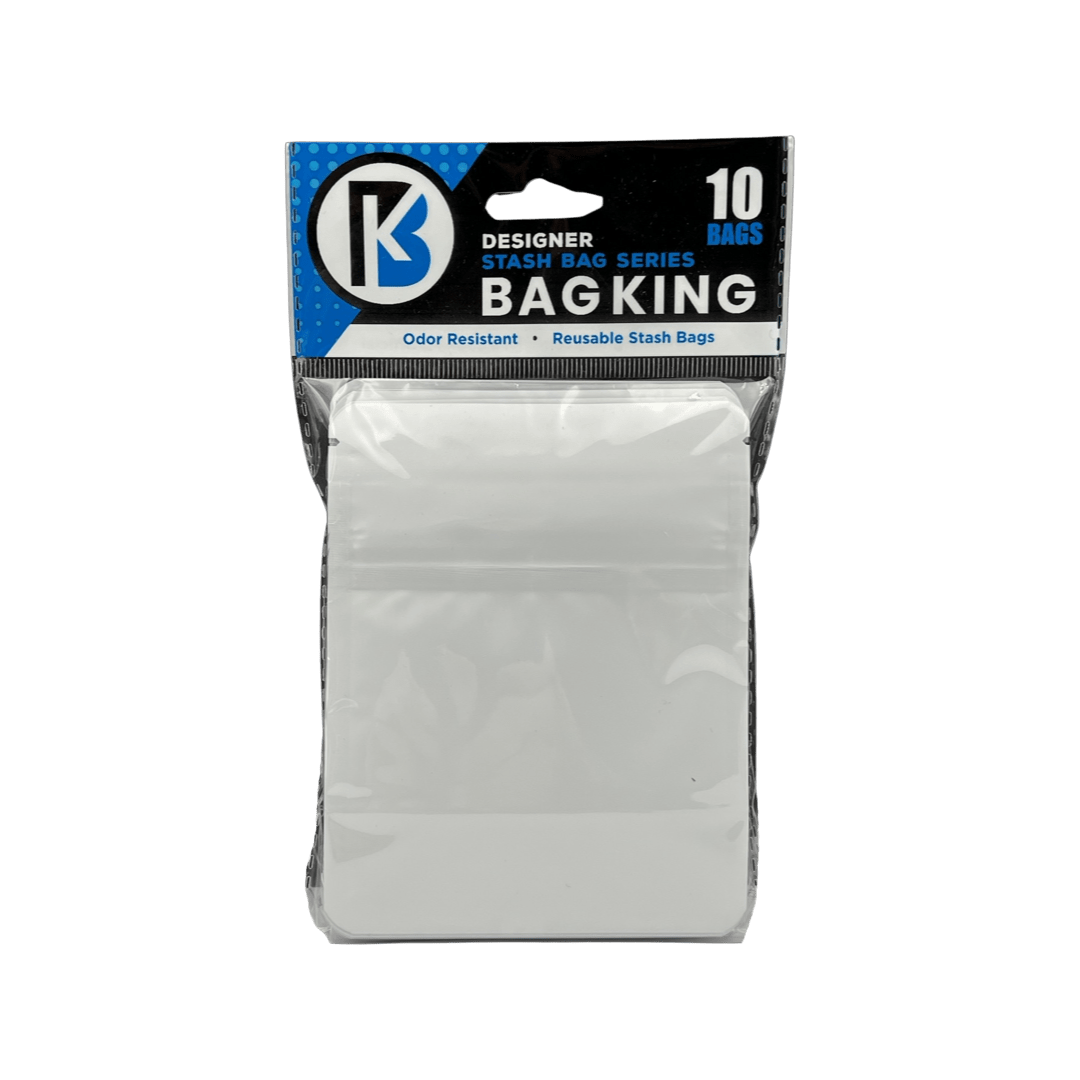 10-Pack Bag King Child-Resistant Opaque Wide Mouth Mylar Bag | 1/8th ounce Matte White