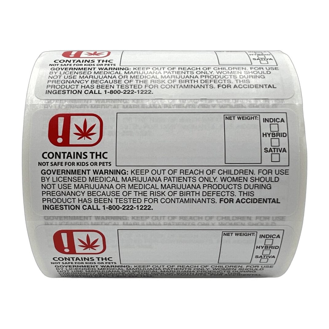 Oklahoma 3x1 THC Compliance Labels (Roll of 1,000)