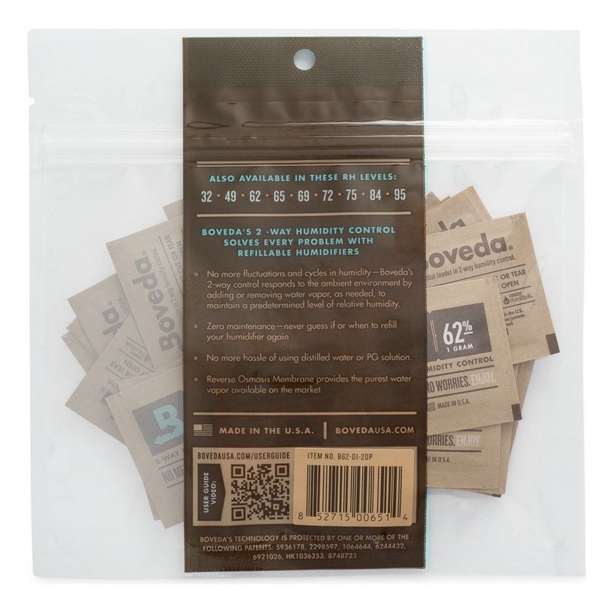 Boveda 62% RH (1 gram) 20 Pack