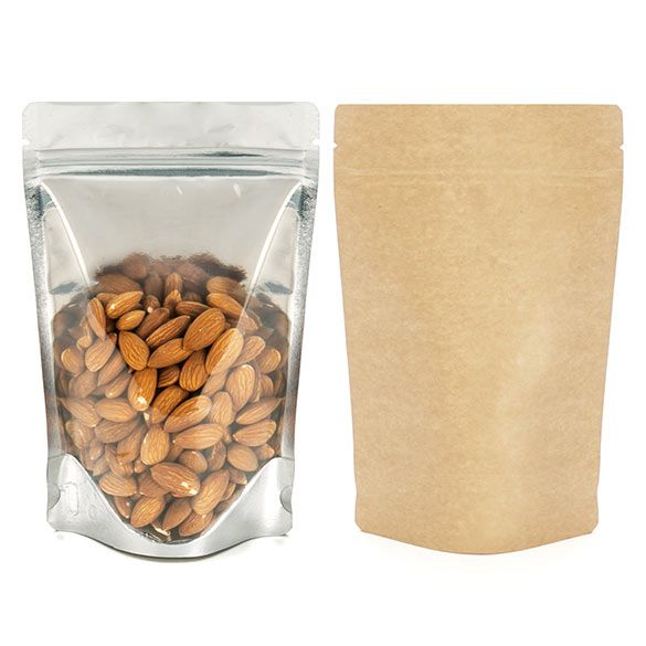 Stand Up Kraft Zipper Bag with Clear Window (1/2 Ounce)
