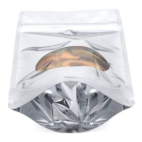 Stand Up Zipper Bag with Clear Oval Window - Metalized (1 Ounce)