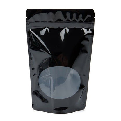 Stand Up Zipper Bag with Clear Oval Window (1 Ounce) Black