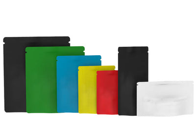 mylar bags both child resistant and single use in multiple sizes