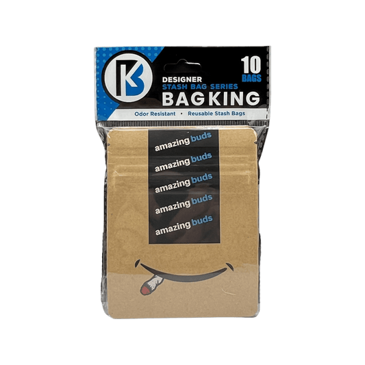 10-Pack Bag King Amazing Buds Shipping Wide Mouth Child-Resistant Mylar Bag | 1/8th ounce