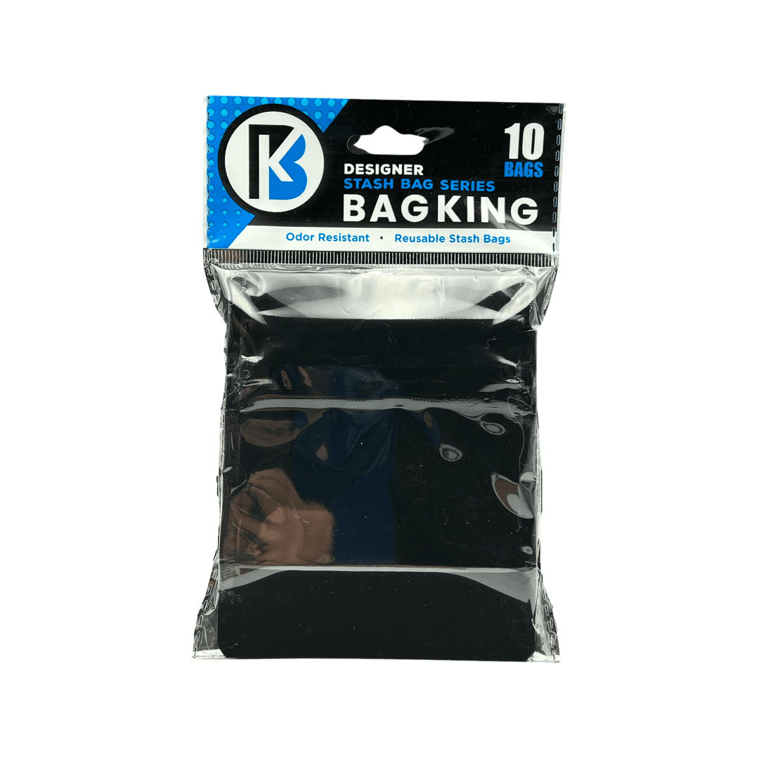 10-Pack Bag King Child-Resistant Opaque Wide Mouth Mylar Bag | 1/8th ounce Matte Black