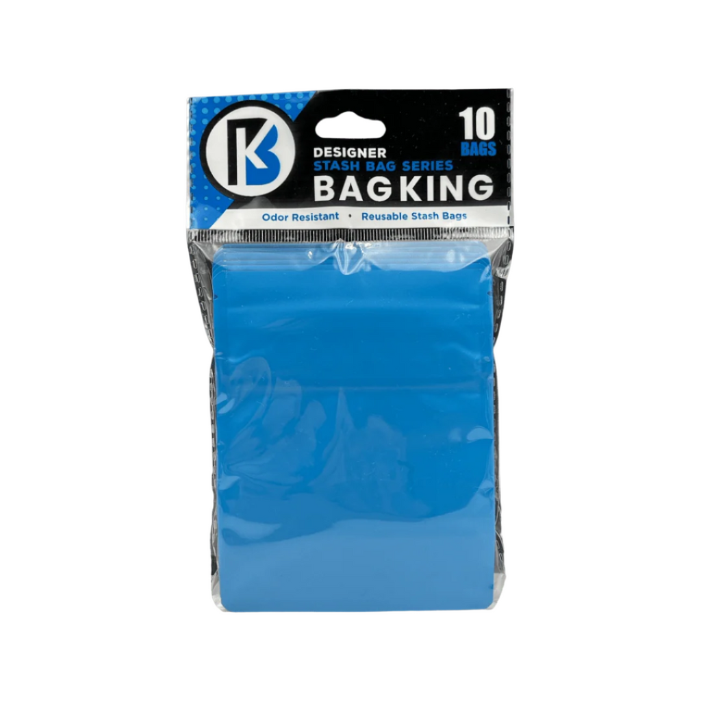 10-Pack Bag King Child-Resistant Opaque Wide Mouth Mylar Bag | 1/8th ounce Matte Blue