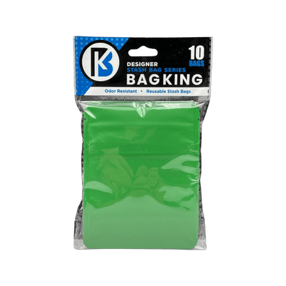 10-Pack Bag King Child-Resistant Opaque Wide Mouth Mylar Bag | 1/8th ounce Matte Green
