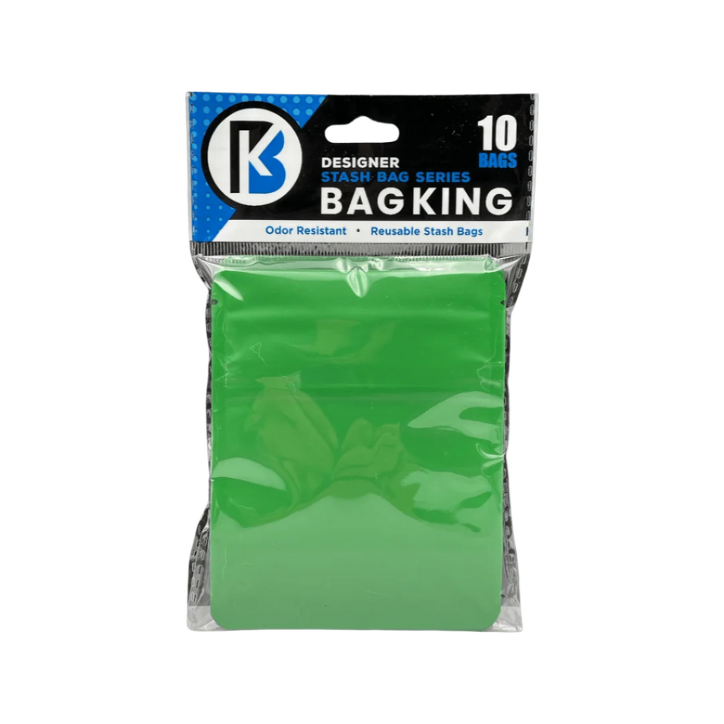 10-Pack Bag King Child-Resistant Opaque Wide Mouth Mylar Bag | 1/8th ounce Matte Green