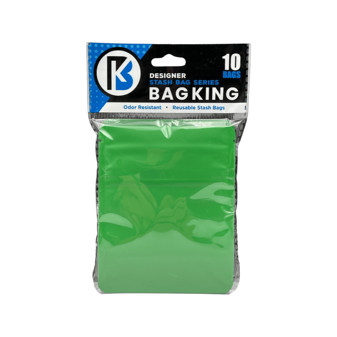 10-Pack Bag King Child-Resistant Opaque Wide Mouth Mylar Bag | 1/8th ounce Matte Green