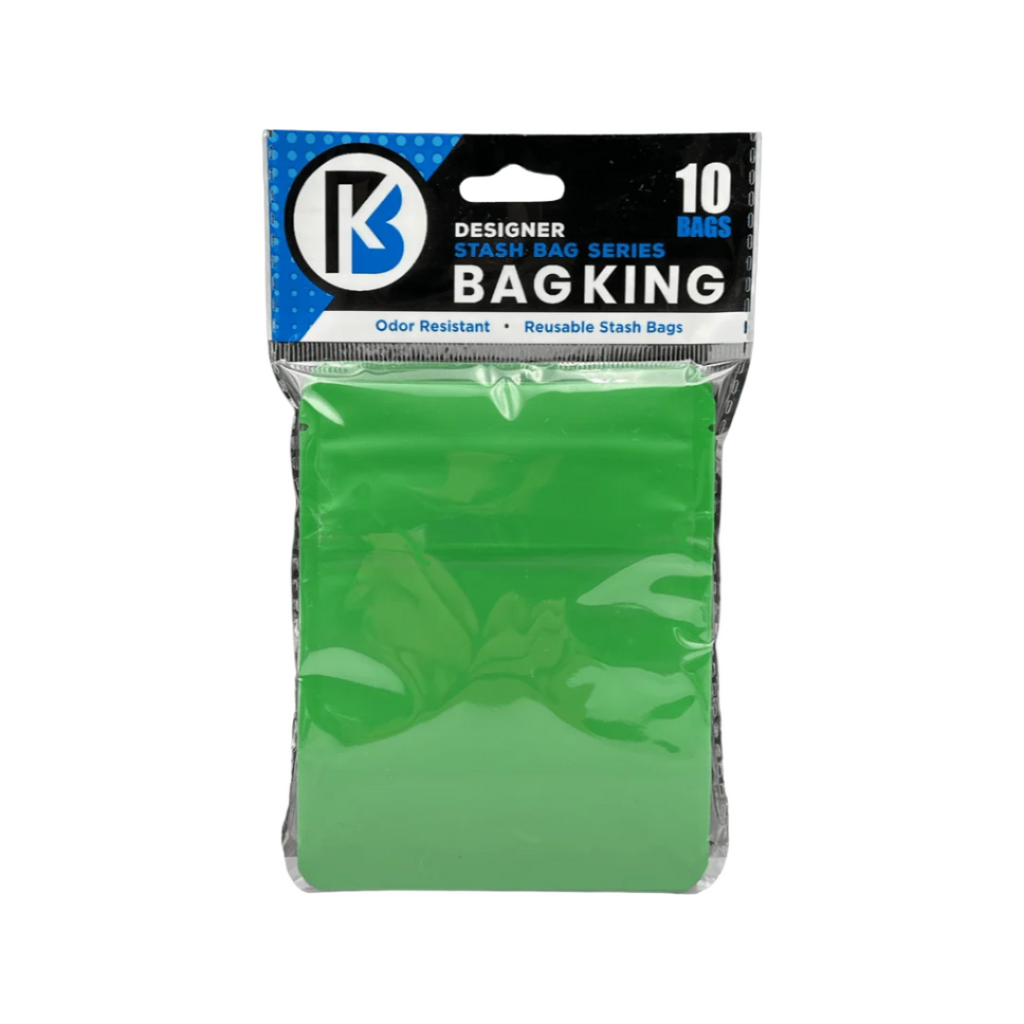 10-Pack Bag King Child-Resistant Opaque Wide Mouth Mylar Bag | 1/8th ounce Matte Green