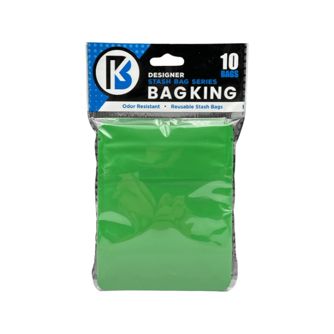 10-Pack Bag King Child-Resistant Opaque Wide Mouth Mylar Bag | 1/8th ounce Matte Green