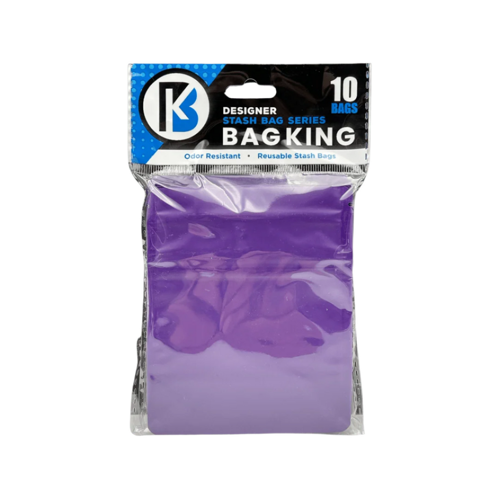 10-Pack Bag King Child-Resistant Opaque Wide Mouth Mylar Bag | 1/8th ounce Matte Purple