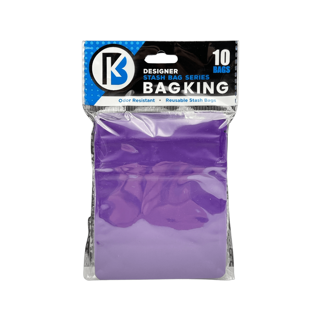 10-Pack Bag King Child-Resistant Opaque Wide Mouth Mylar Bag | 1/8th ounce Matte Purple