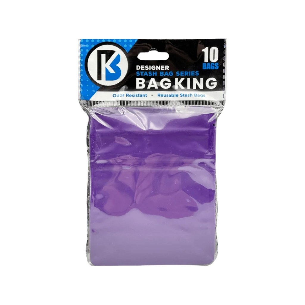 10-Pack Bag King Child-Resistant Opaque Wide Mouth Mylar Bag | 1/8th ounce Matte Purple
