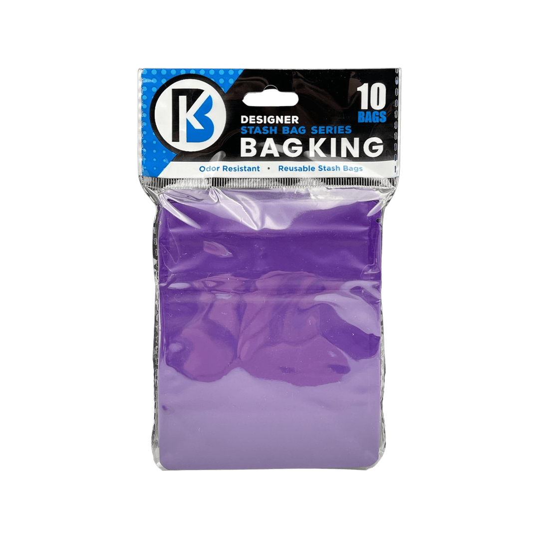 10-Pack Bag King Child-Resistant Opaque Wide Mouth Mylar Bag | 1/8th ounce Matte Purple