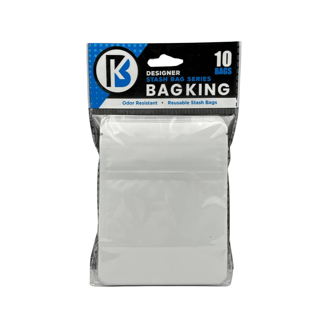 10-Pack Bag King Child-Resistant Opaque Wide Mouth Mylar Bag | 1/8th ounce Matte White