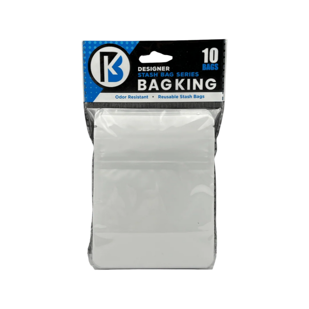 10-Pack Bag King Child-Resistant Opaque Wide Mouth Mylar Bag | 1/8th ounce Matte White