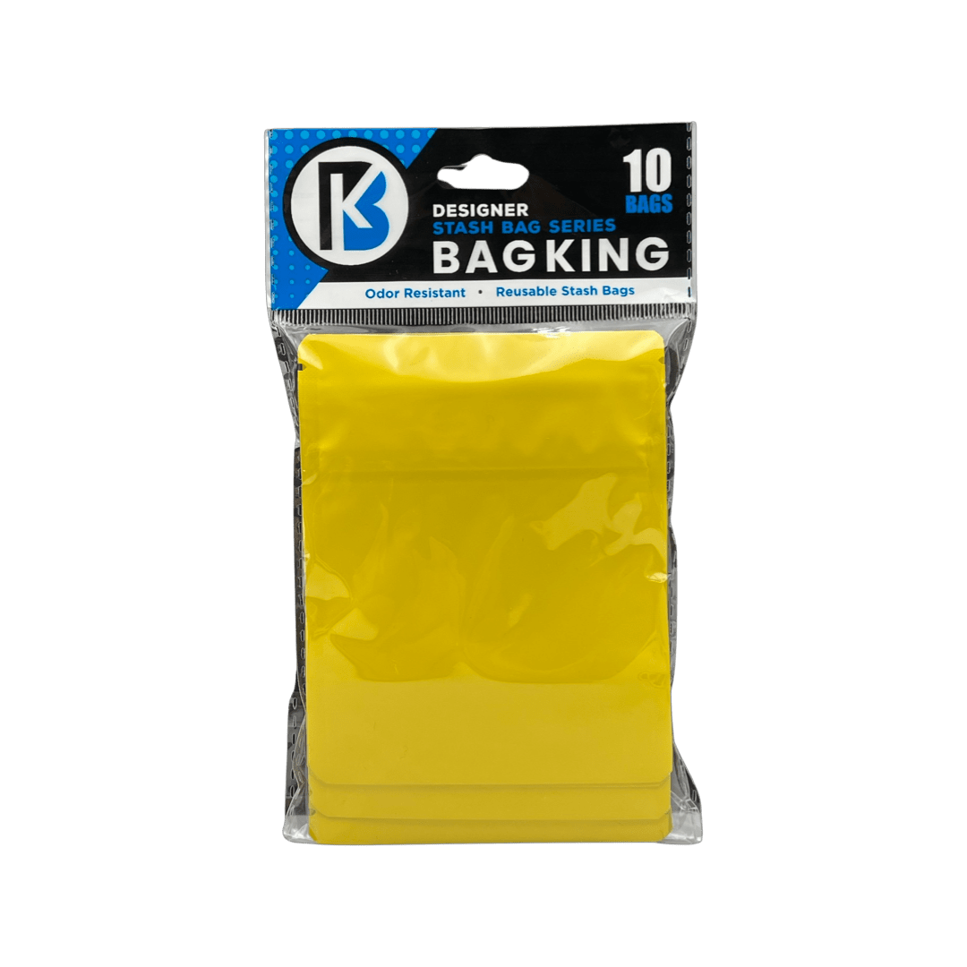 10-Pack Bag King Child-Resistant Opaque Wide Mouth Mylar Bag | 1/8th ounce Matte Yellow