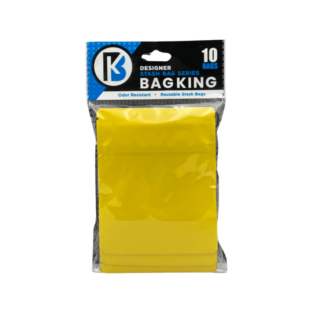 10-Pack Bag King Child-Resistant Opaque Wide Mouth Mylar Bag | 1/8th ounce Matte Yellow