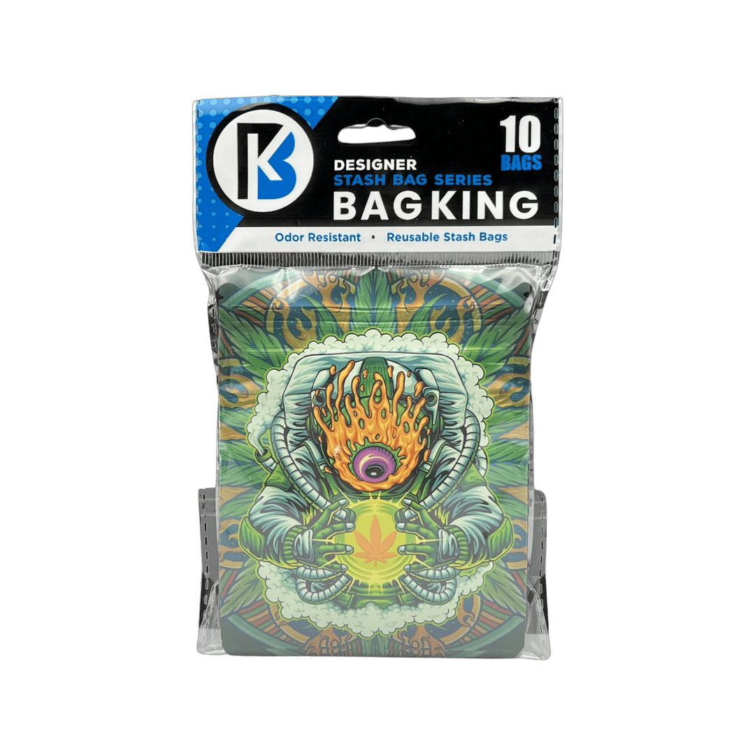 10-Pack Bag King Psychedelic Astronaut Wide Mouth Child-Resistant Mylar Bag | 1/8th ounce
