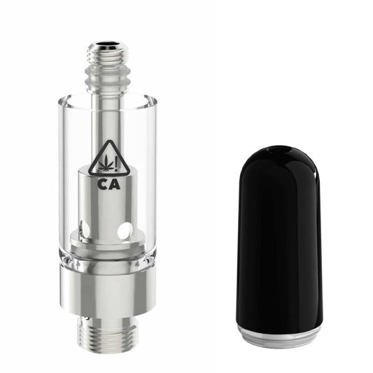 AVD Glass Cartridge (0.5ml, 2.0mm) with CA! warning and Mouthpiece Ceramic Black Bullet