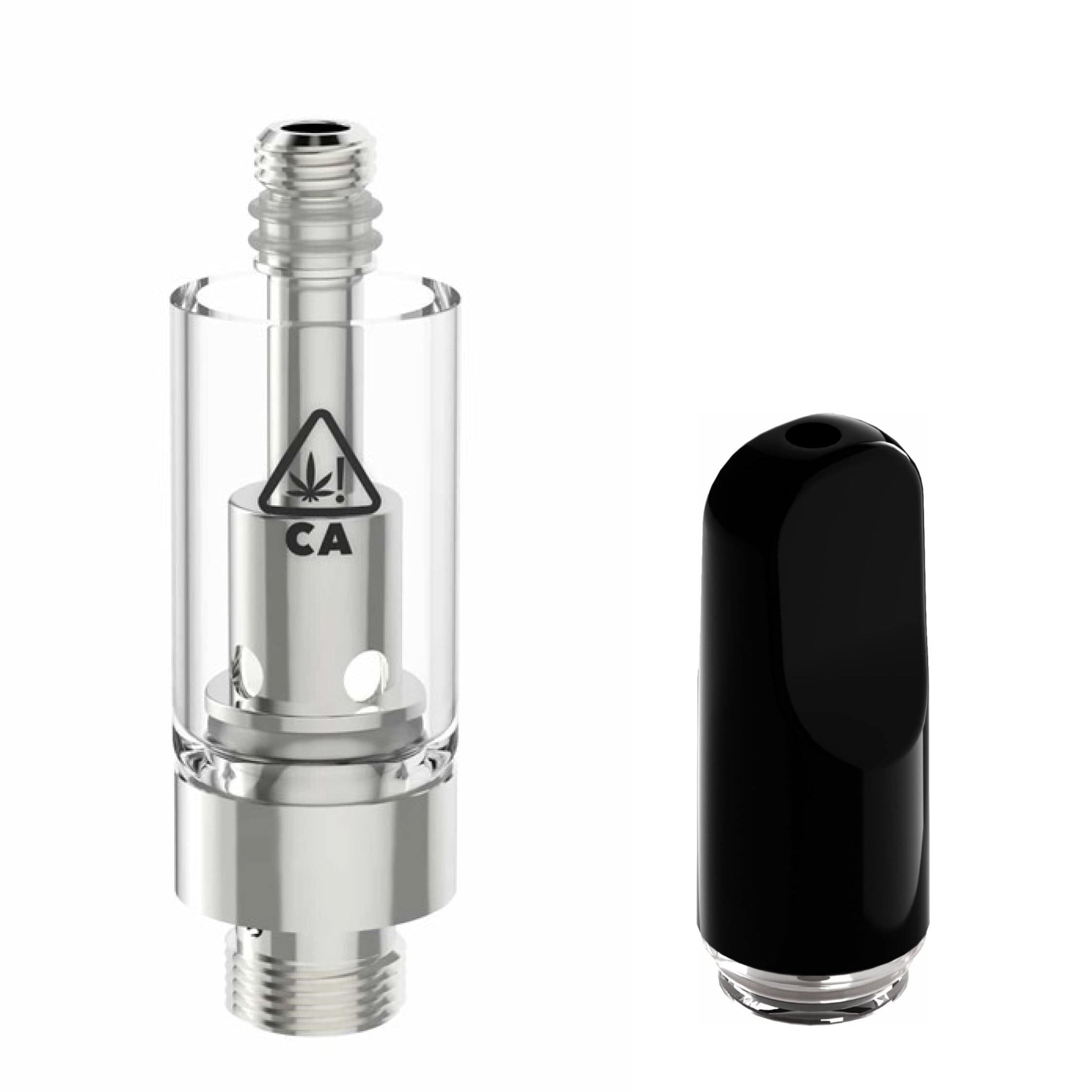 AVD Glass Cartridge (0.5ml, 2.0mm) with CA! warning and Mouthpiece Ceramic Flat Black