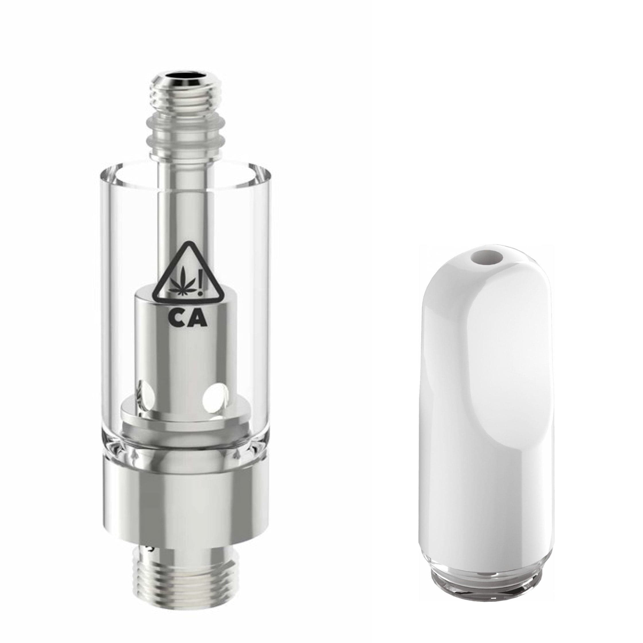 AVD Glass Cartridge (0.5ml, 2.0mm) with CA! warning and Mouthpiece Ceramic Flat White