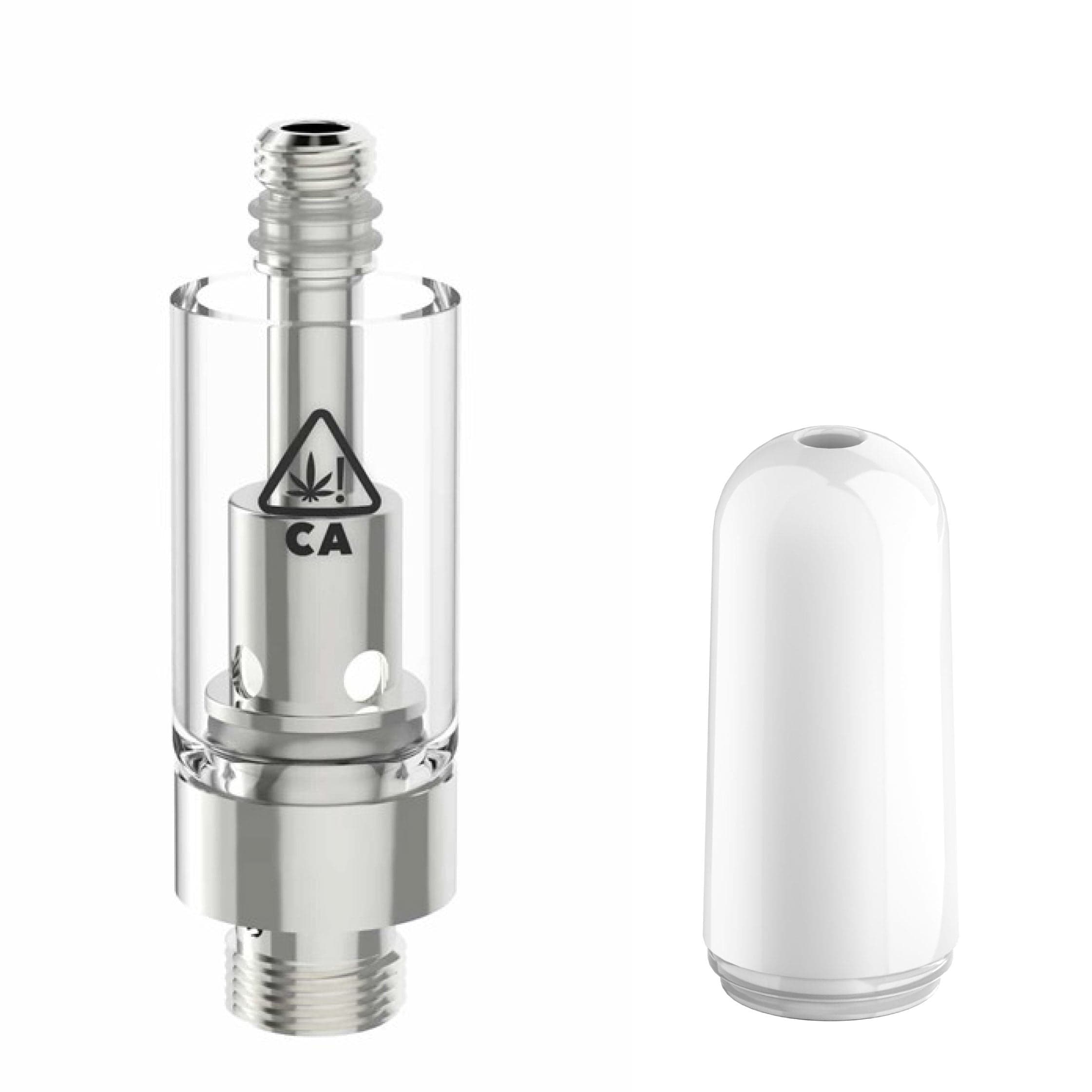 AVD Glass Cartridge (0.5ml, 2.0mm) with CA! warning and Mouthpiece Ceramic White Bullet