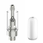 AVD Glass Cartridge (0.5ml, 2.0mm) with CA! warning and Mouthpiece Ceramic White Bullet