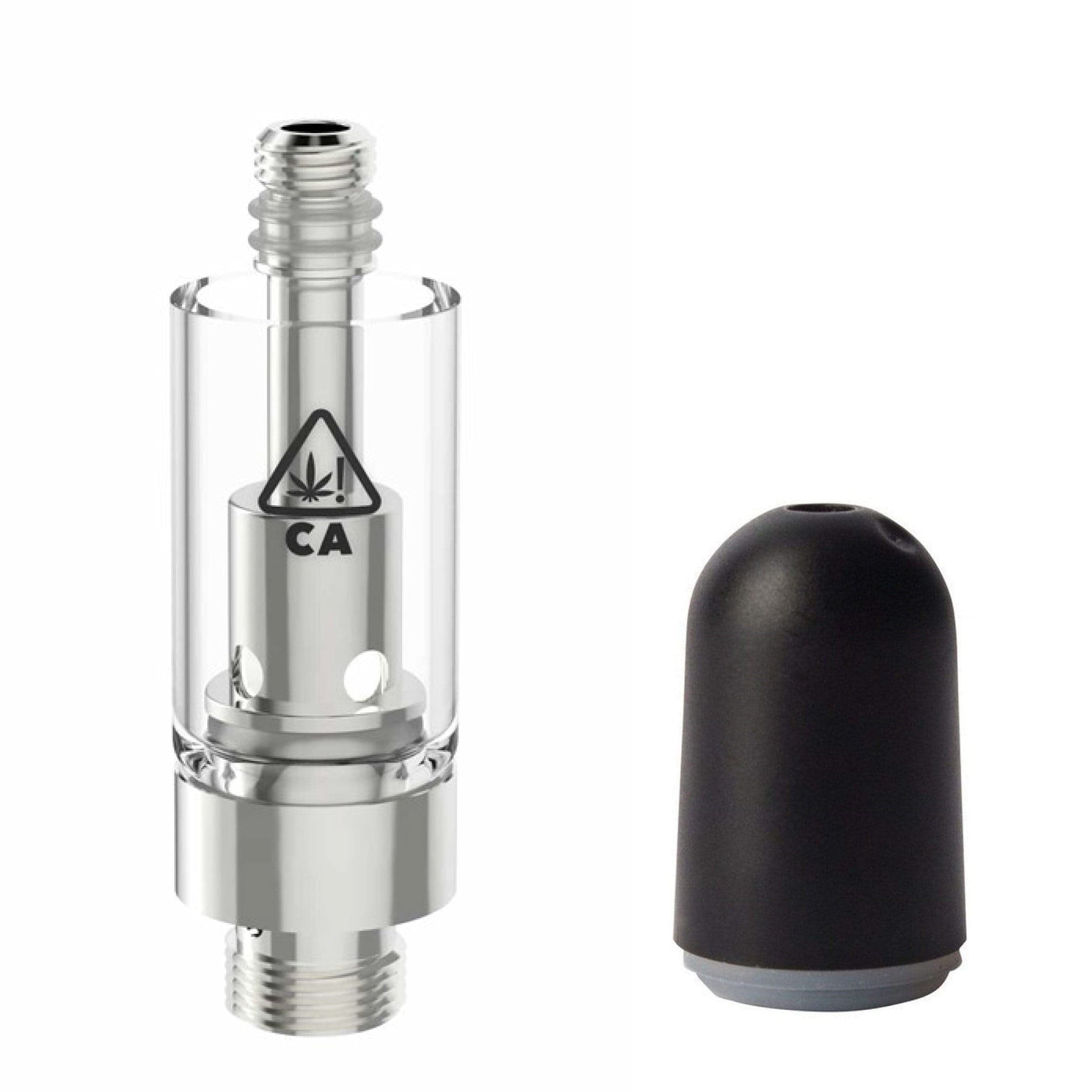 AVD Glass Cartridge (0.5ml, 2.0mm) with CA! warning and Mouthpiece Plastic Bullet Black