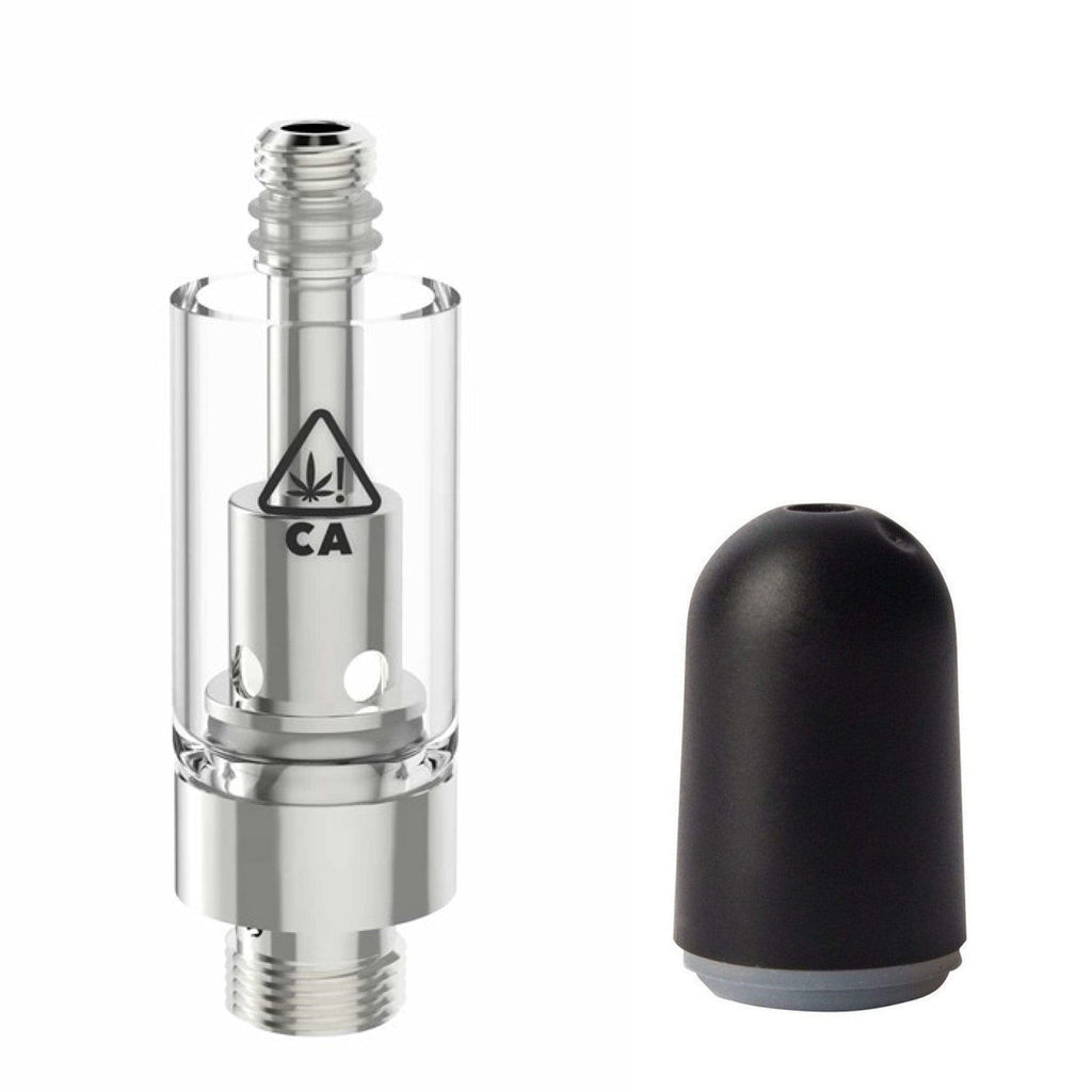 AVD Glass Cartridge (0.5ml, 2.0mm) with CA! warning and Mouthpiece Plastic Bullet Black