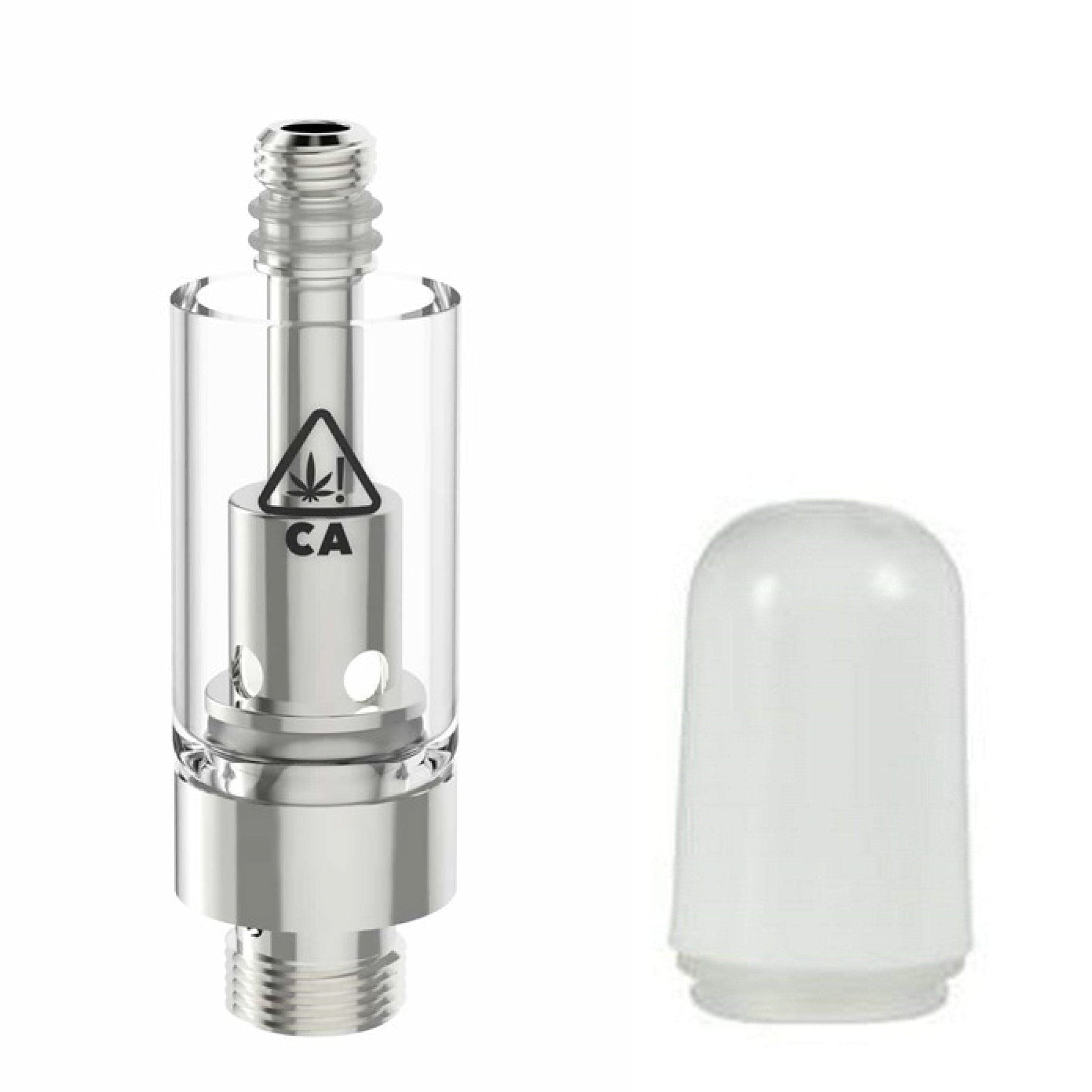 AVD Glass Cartridge (0.5ml, 2.0mm) with CA! warning and Mouthpiece Plastic Bullet White