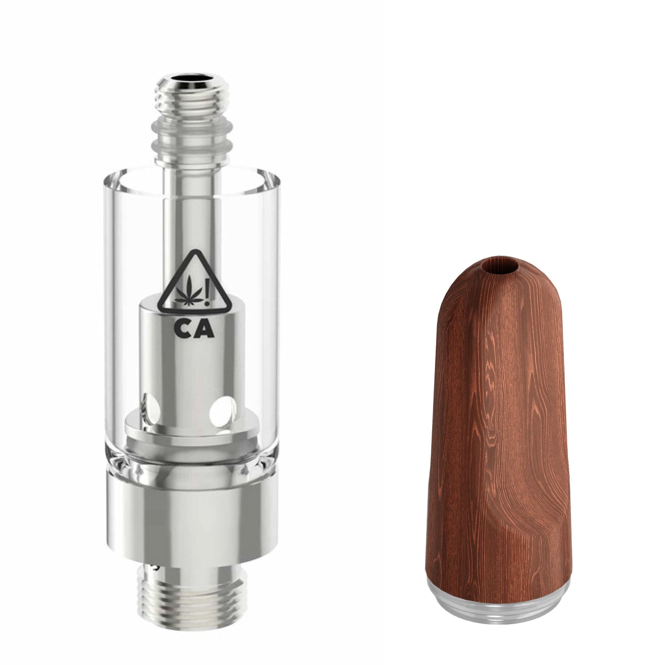 AVD Glass Cartridge (0.5ml, 2.0mm) with CA! warning and Mouthpiece Wooden Natural Flat