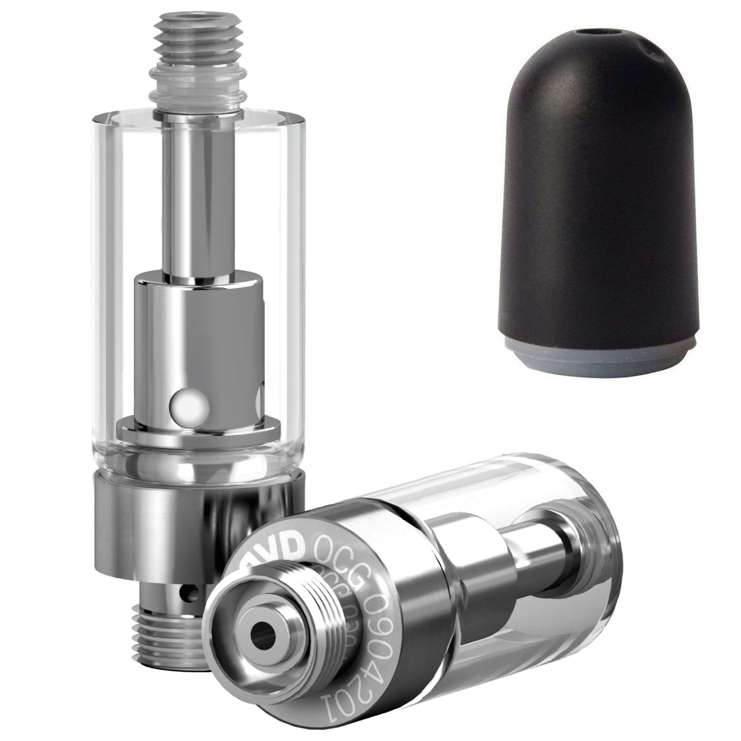 AVD Glass Cartridge (0.5ml, 2.0mm) with Mouthpiece Plastic Bullet Black