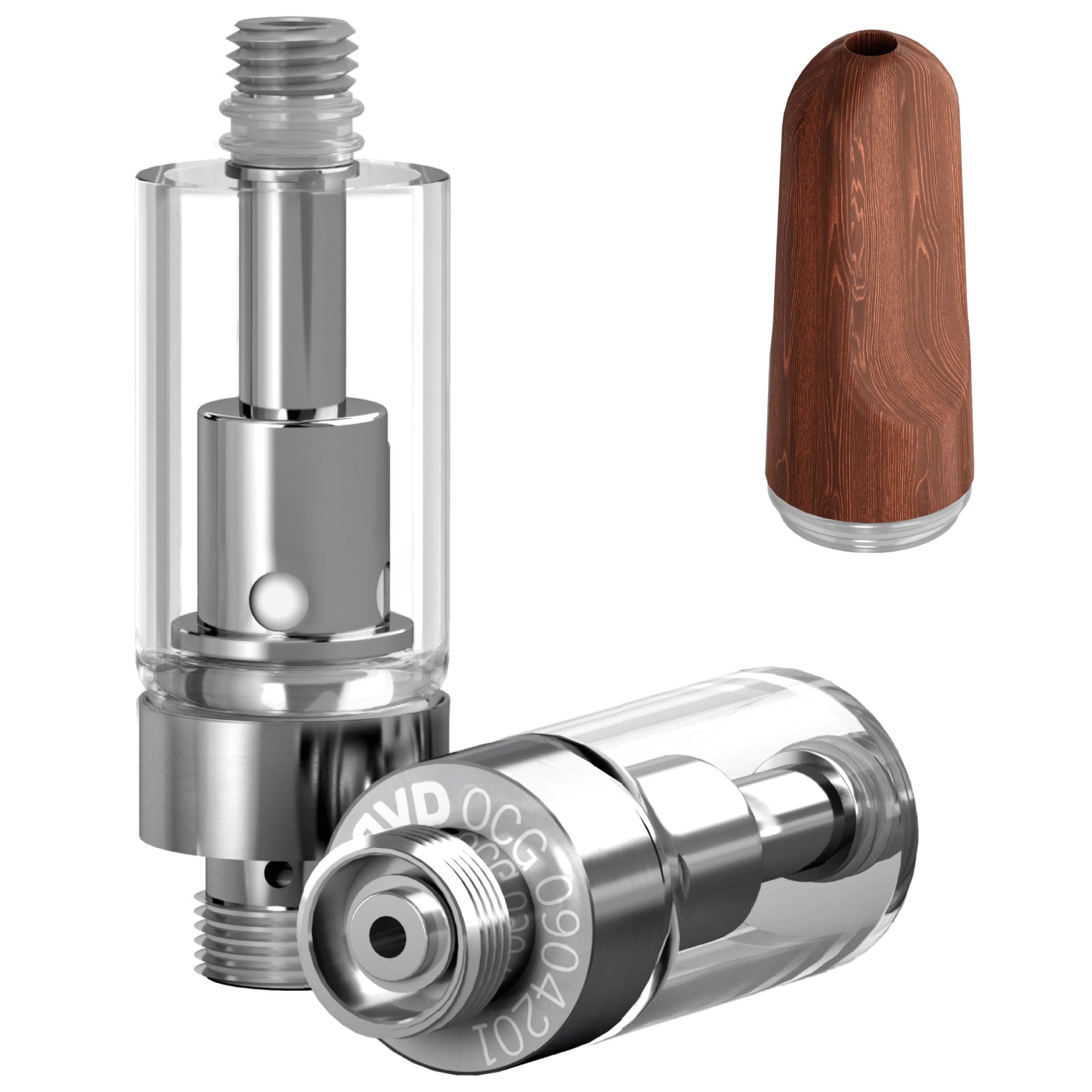 AVD Glass Cartridge (0.5ml, 2.0mm) with Mouthpiece Wooden Natural Flat