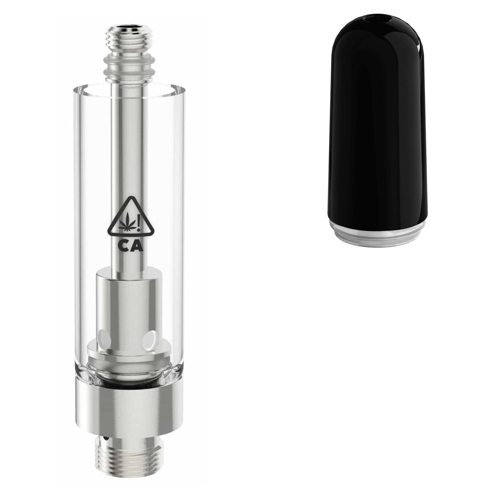 AVD Glass Cartridge (1.0ml, 2.0mm) with CA! Symbol and Mouthpiece Ceramic Black Bullet / Bundle of 100