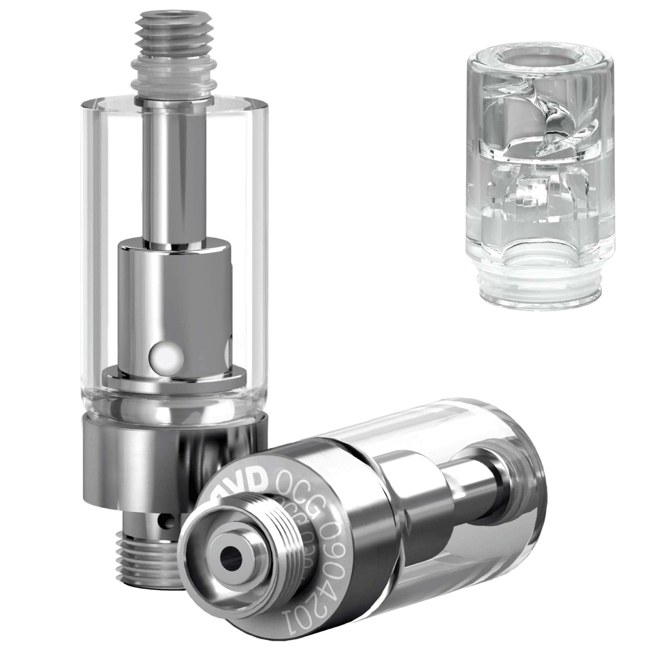 AVD GoodCarts 0.5mL - 1mL Glass Cartridges with Mouthpieces .5mL / 2.0mm / Plastic Clear Barrel Vortex