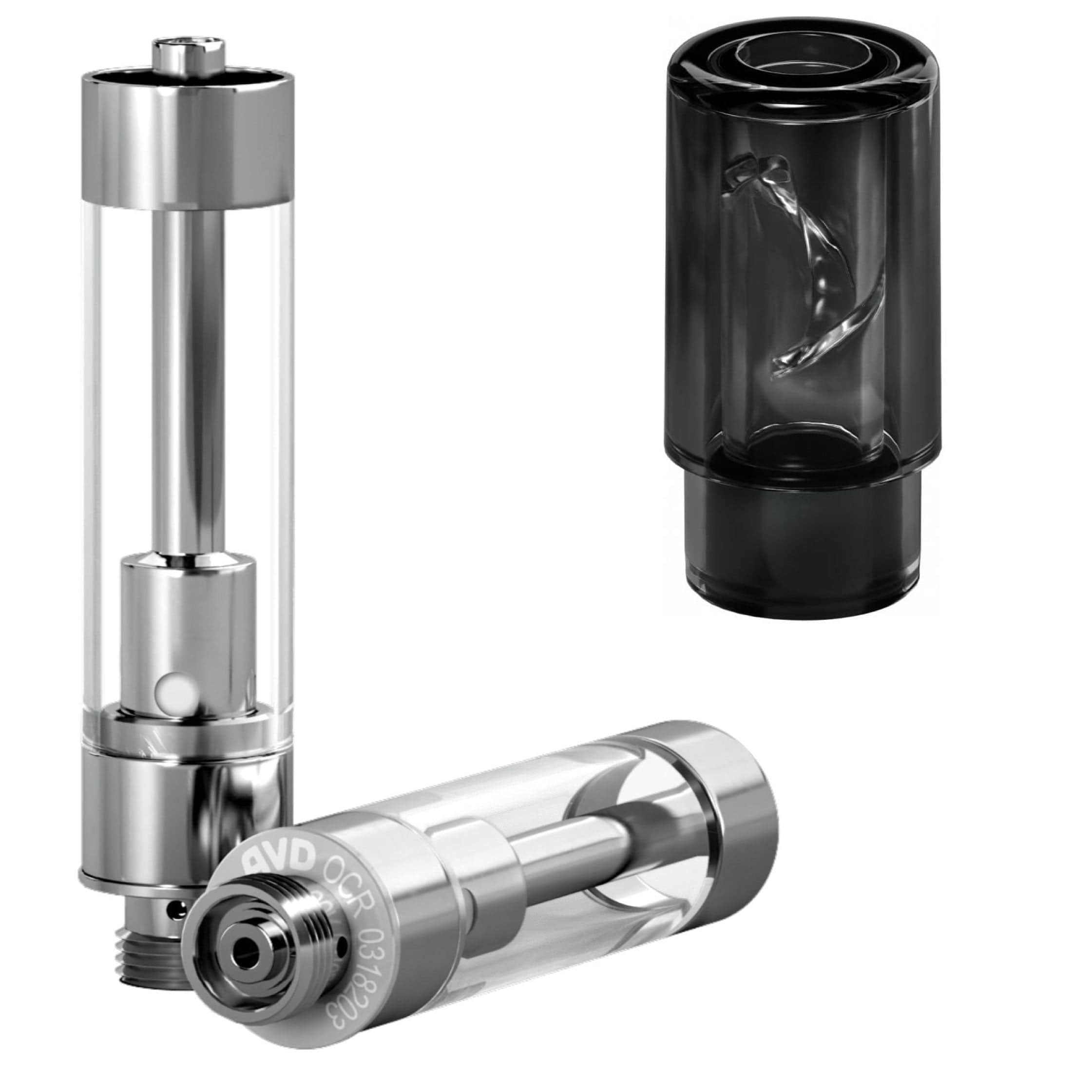 AVD Polyresin Cartridge (1.0ml, 2.0mm) with Mouthpiece Plastic Black Barrel Vortex / Bundle of 100