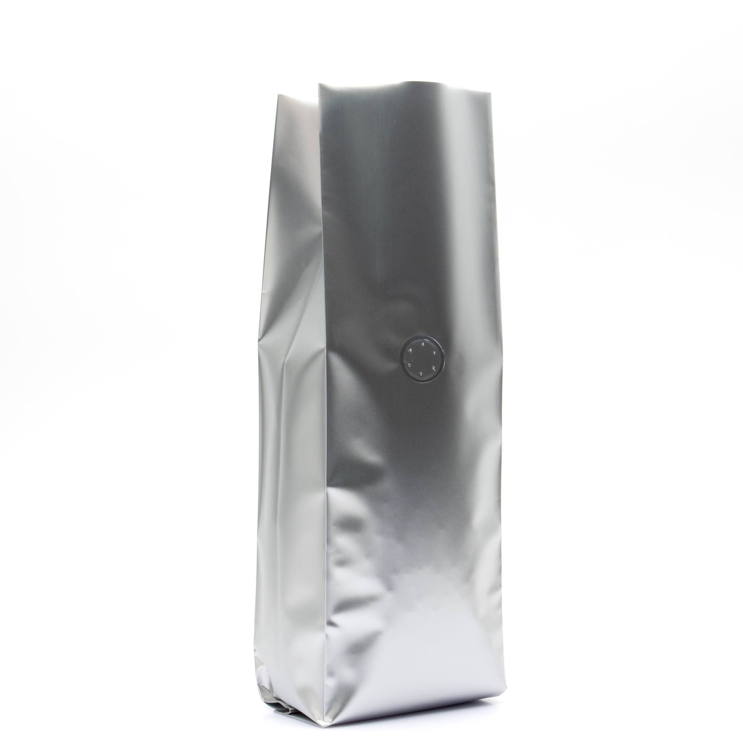 Bag King 1 lb. Coffee Bag Side Gusset with Degassing Valve Silver / Single Unit (Less Than Case Qty)