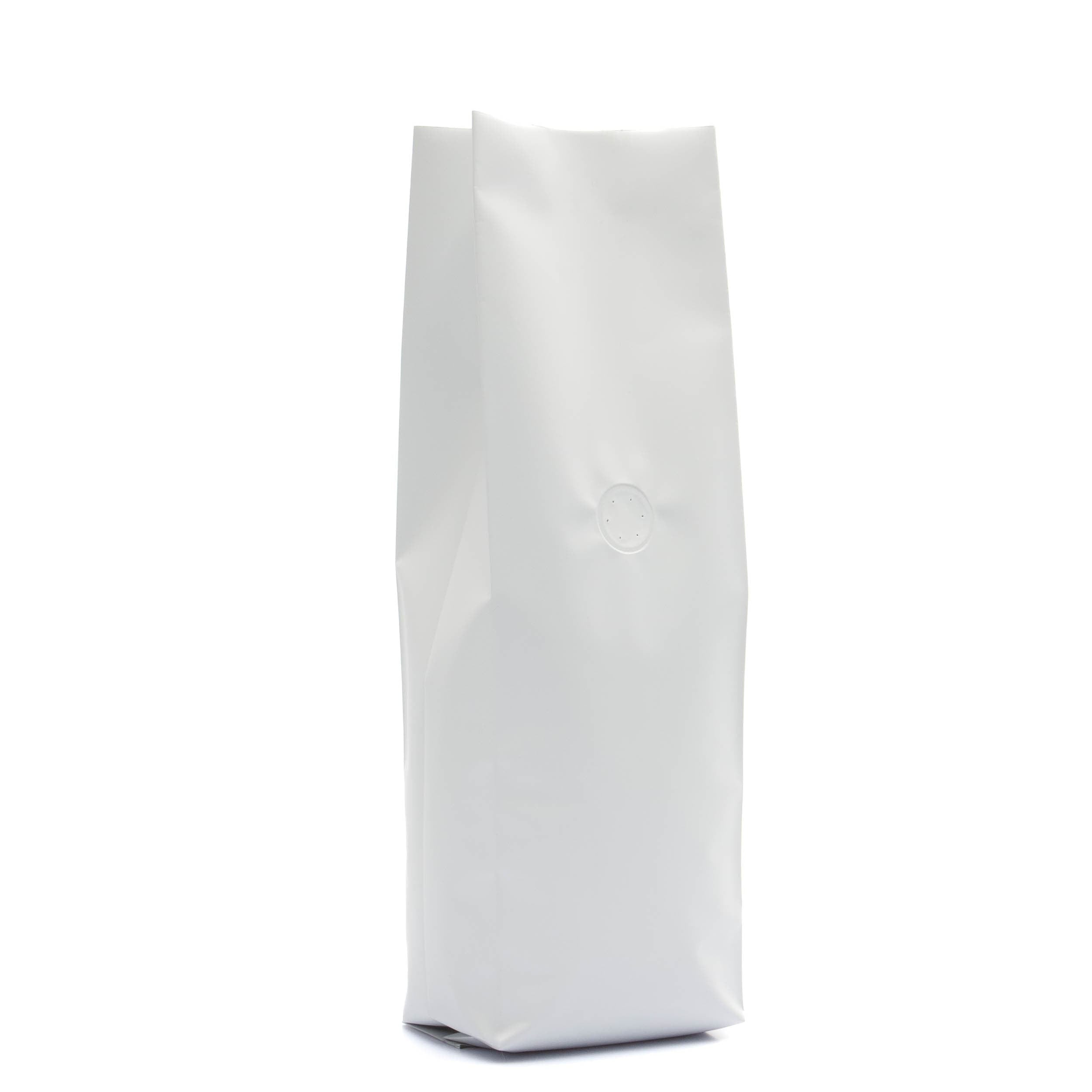 Bag King 1 lb. Coffee Bag Side Gusset with Degassing Valve White / Single Unit (Less Than Case Qty)