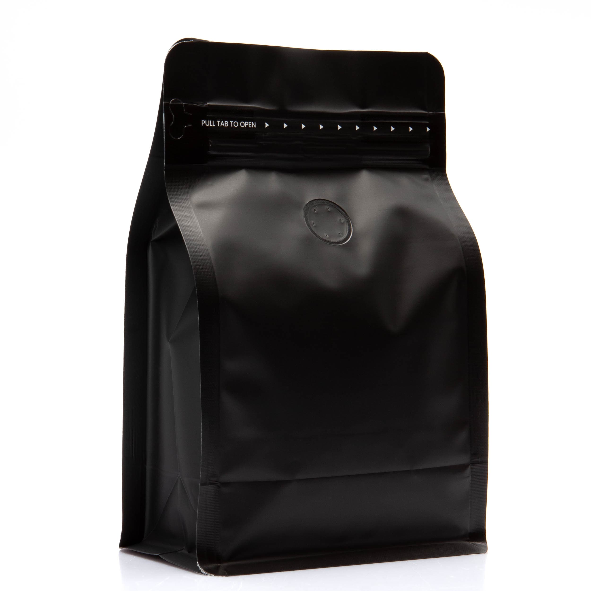 Bag King 12 oz. Block Bottom Coffee Bag with Degassing Valve Black / Single Unit (Less Than Case Qty)