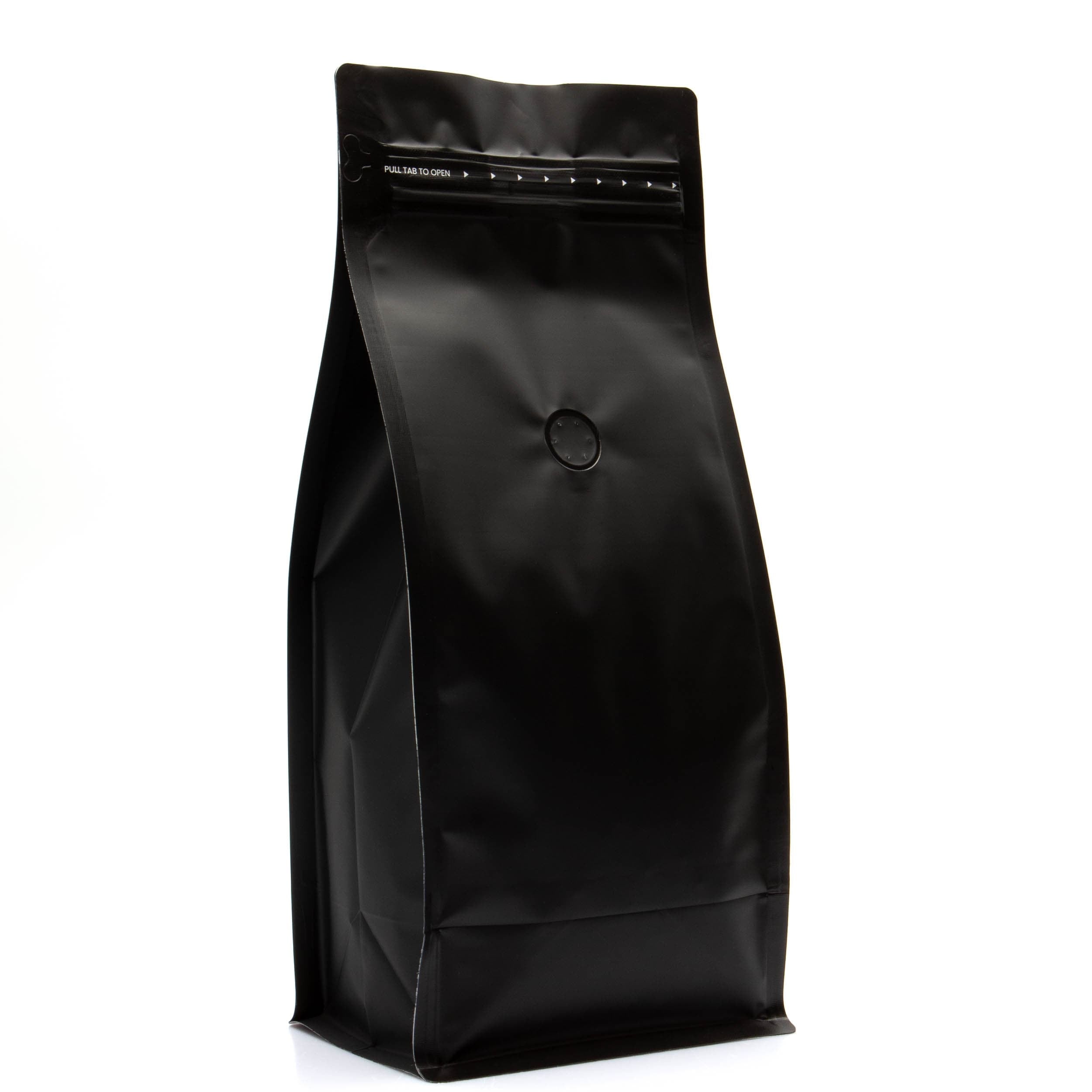 Bag King 2 lb. Block Bottom Coffee Bag with Degassing Valve Black / Single Unit (Less Than Case Qty)