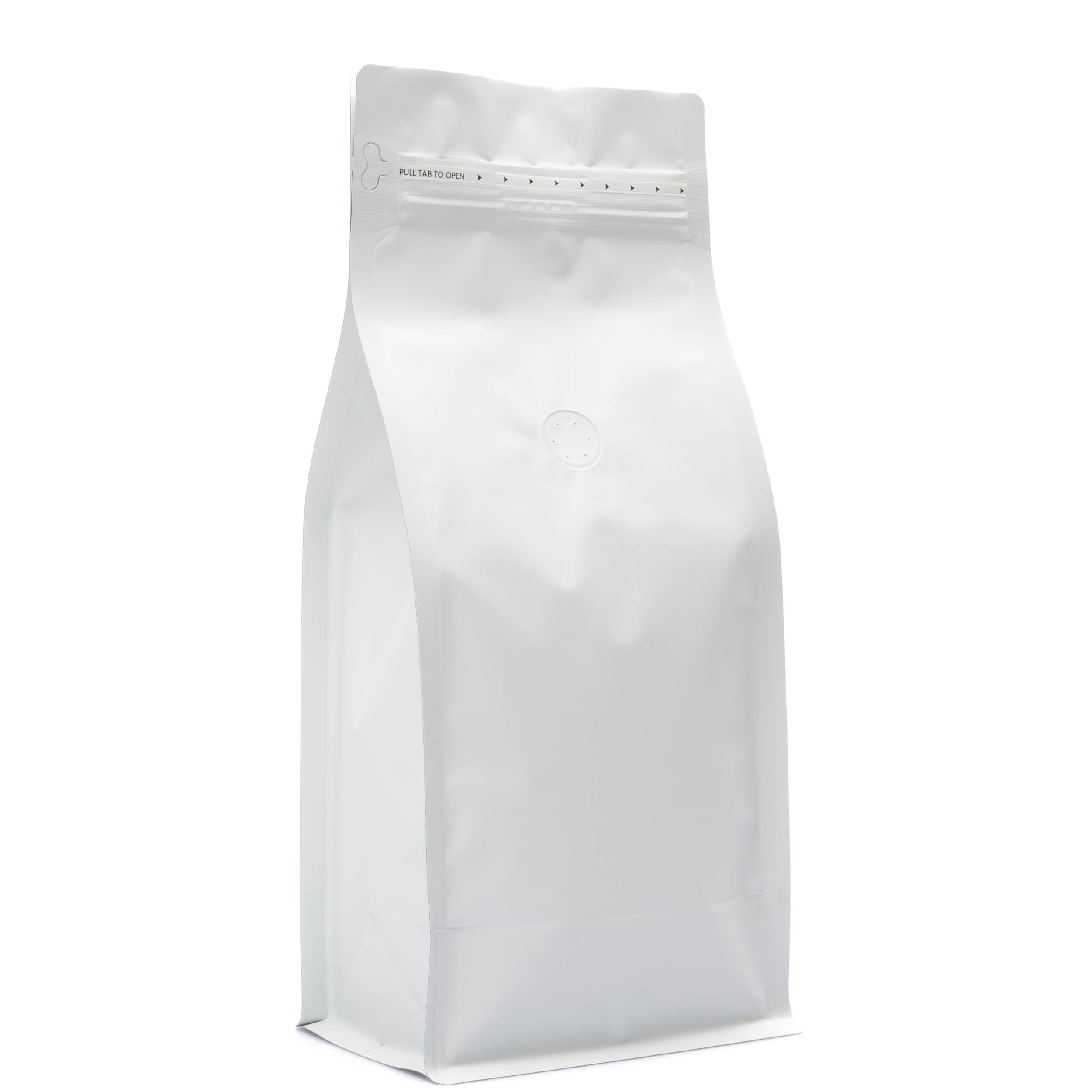 Bag King 2 lb. Block Bottom Coffee Bag with Degassing Valve White / Single Unit (Less Than Case Qty)
