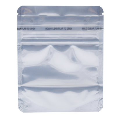 Bag King Child-Resistant Clear Front Wide Mouth Mylar Bag | 1/8th oz Chrome