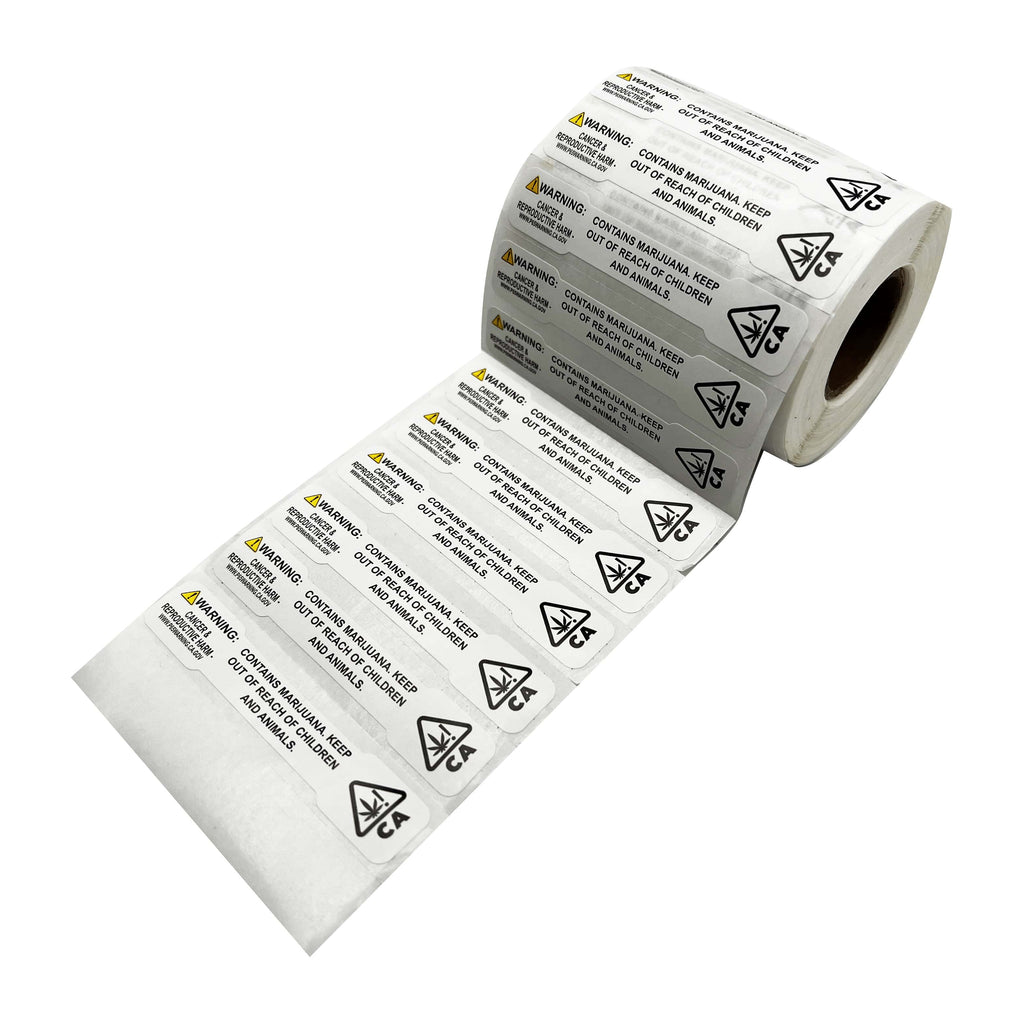 California PROP 65 Tamper Evident Universal THC ! Marijuana Symbol Labels