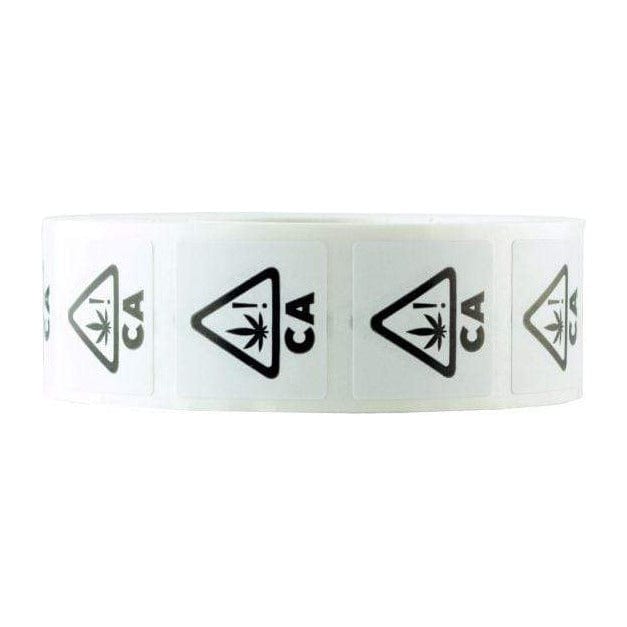 California Universal THC! Symbol Square Compliance Labels - White