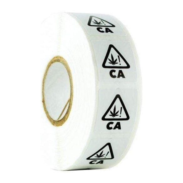 California Universal THC! Symbol Square Compliance Labels - White
