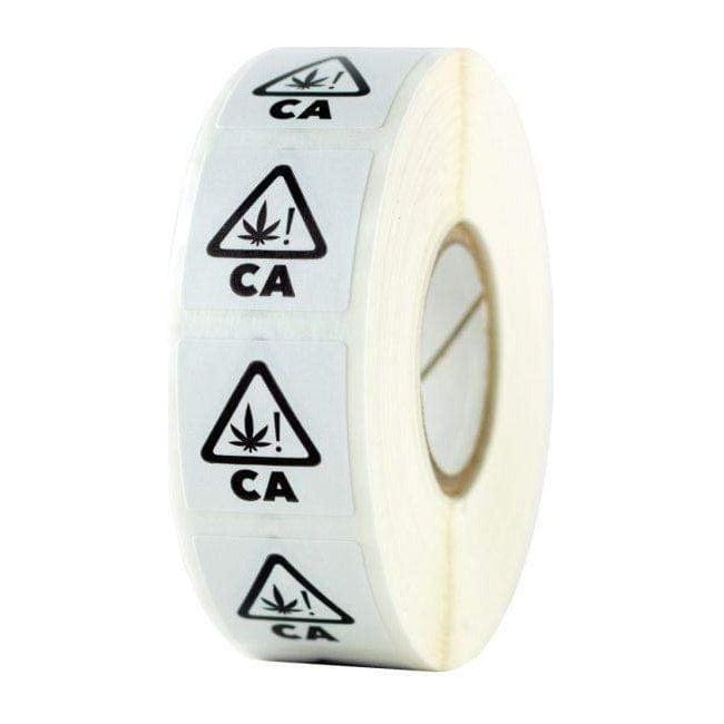 California Universal THC! Symbol Square Compliance Labels - White
