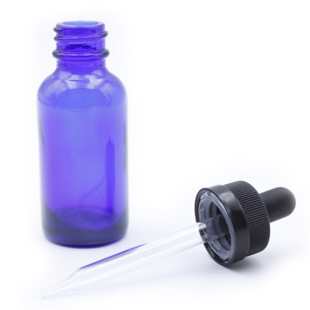 eBottles Green Child-Resistant Glass Dropper Bottle w/ Dropper | 30 ml 0.8 ml non-graduated / Cobalt Blue